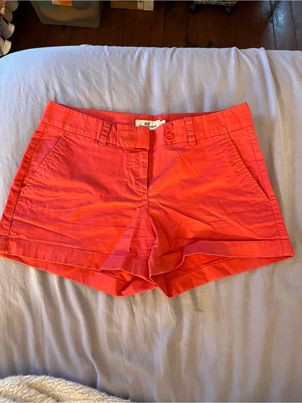 Vineyard Vines Coral High-Waist Cotton Shorts